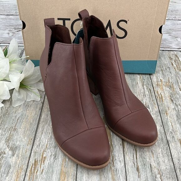 Toms Dressy Leather Everly Cutout Ankle Boot Bootie Shoes Size 11 - Picture 3 of 13